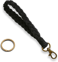 SchlüSselanhäNger SchlüSselband Kurz Geflochten Lanyard Schwarz | Baumwollschnur