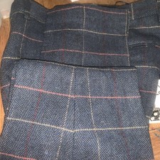 Marc Darcy ETON Men's Suit Trousers 34R -NavyBlue Tweed Checked Exc