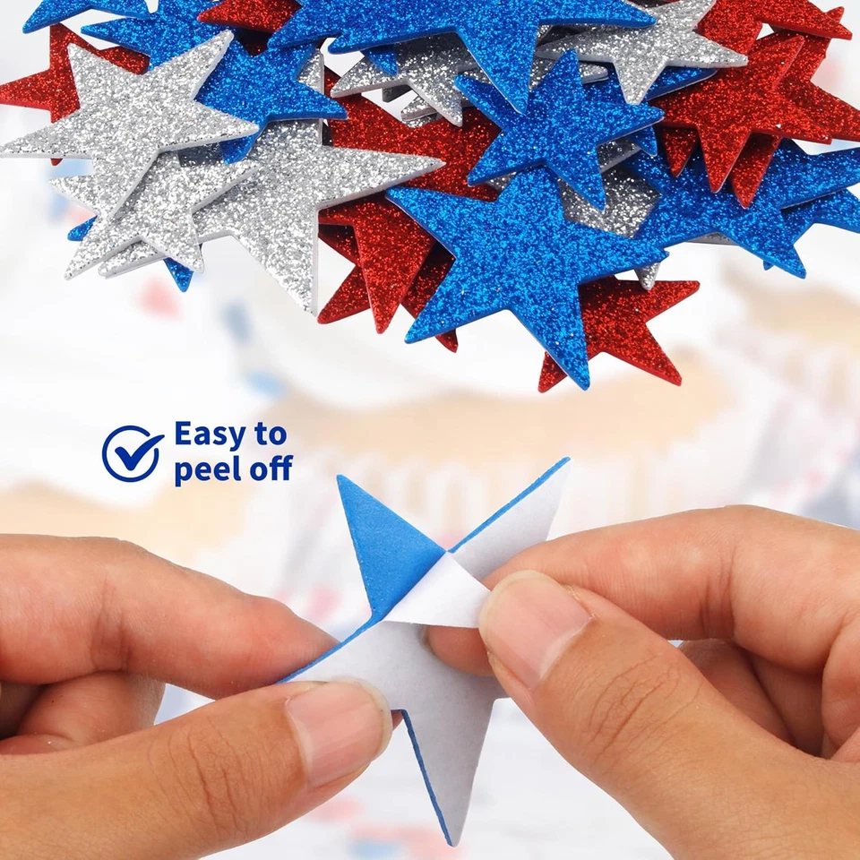 50 PIEZAS Estrellas Pequeñas Autoadhesivas para Tarjetas de Felicitación, Pegatinas Espuma Estrella Brillo Foto 3 de 4
