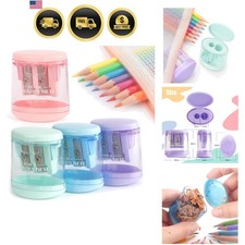 4 Pack Pencil Sharpeners Manual Dual Holes Compact Colored Handheld Pencil Sh...