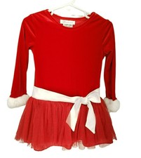 Bonnie Jean Toddler Girls Red Velvet Christmas Dress With White Bow  Sparkle Tu
