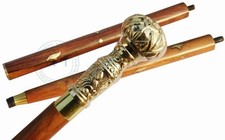 Victorian Brass Handle Vintage Cane Antique Style Wooden Walking Stick Gift NEW