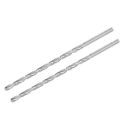 High Speed Steel Extended Twist Drill Bits 6.5mm Drill Dia. 200mm Length 2Pcs