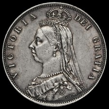 1887 Queen Victoria Jubilee Head Silver Half Crown, G/EF