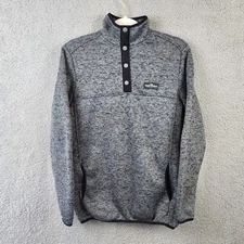 Simply Southern Pullover Sweater Mens Size Med 1/4 Snap Logo Gray
