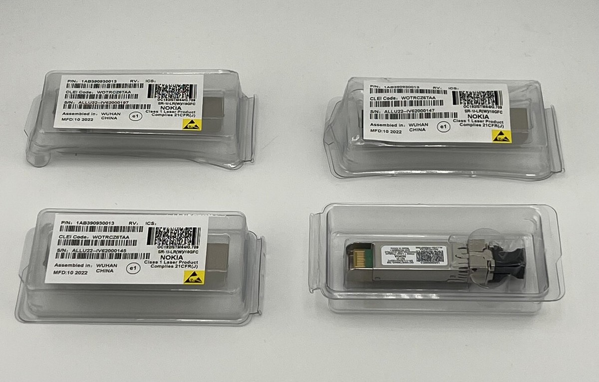 LOT OF 4 NOKIA CLASS 1 LASER PRODUCT 1AB390930013 SFP TRANSCEIVERS