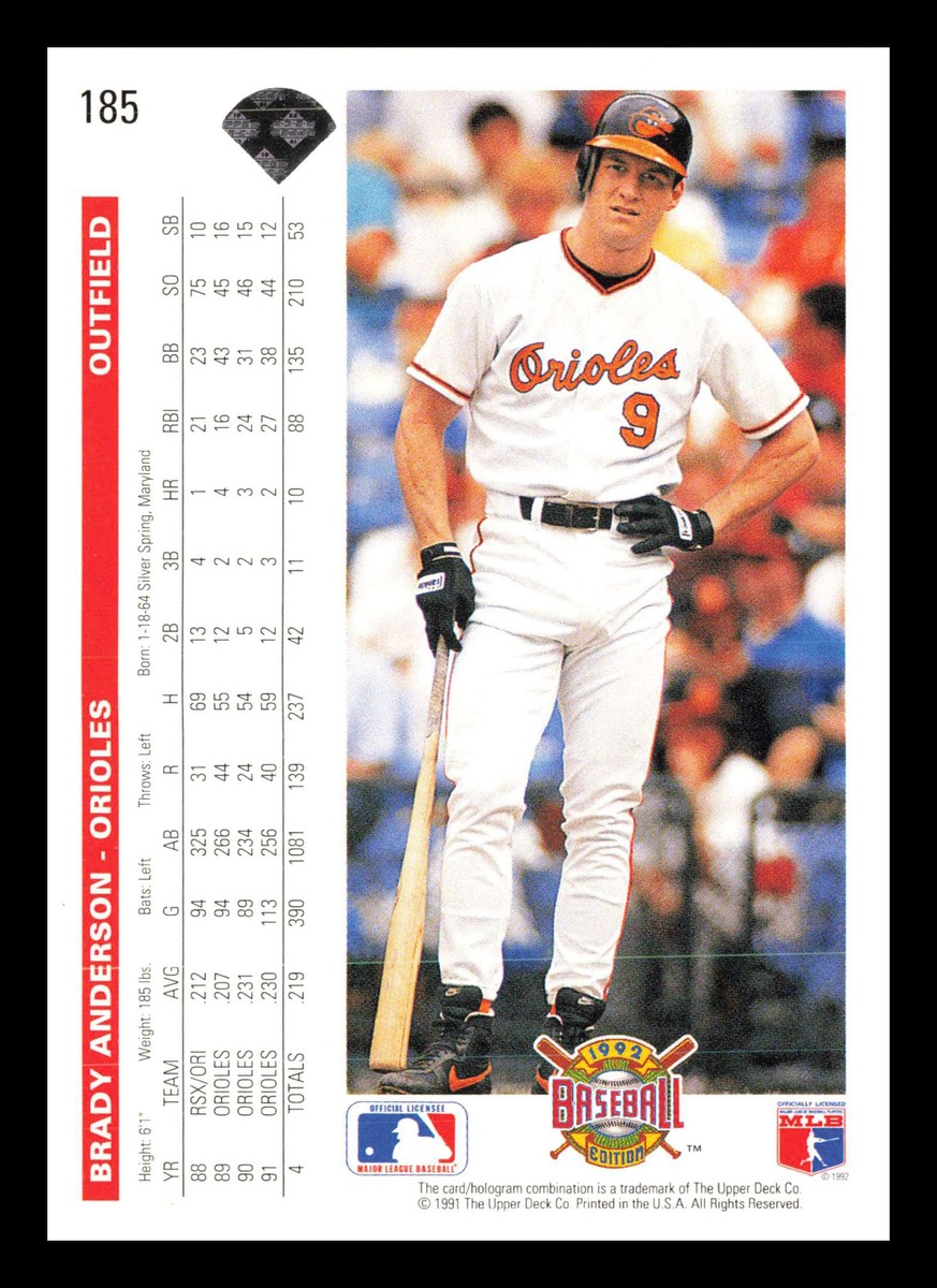 Brady Anderson #185 1992 Upper Deck Baltimore Orioles Baseball | eBay