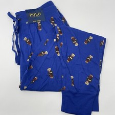 Polo Ralph Lauren Men's MEDIUM Polo Bear Blue Cotton Lounge Pajama Pants