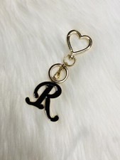 Letter R Pendant Keychain Initial Heart Gold Color Metal Key Chain Key Ring NEW