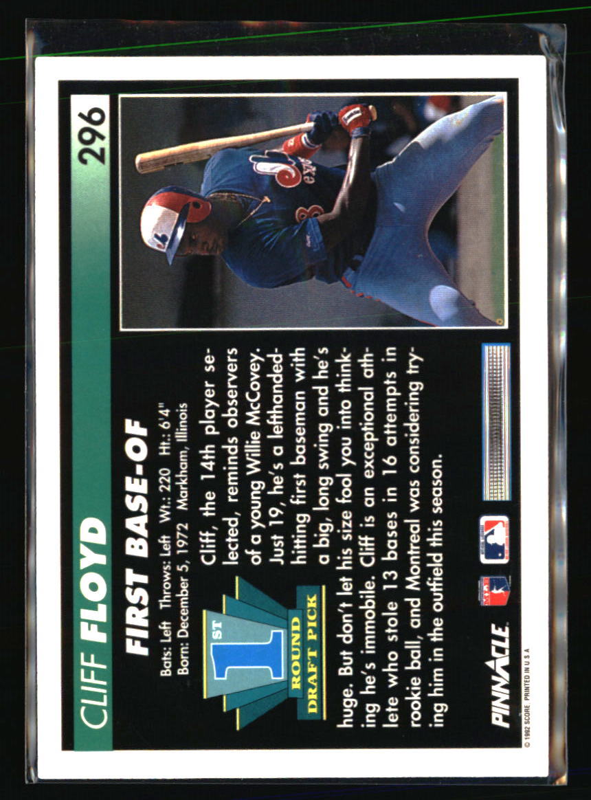 Cliff Floyd 1992 Pinnacle #296 BASEBALL Card | eBay