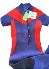 NWT Hevto Hero 2 Wetsuit Size 14 Kids Shortsleeve Red Blue Black Color