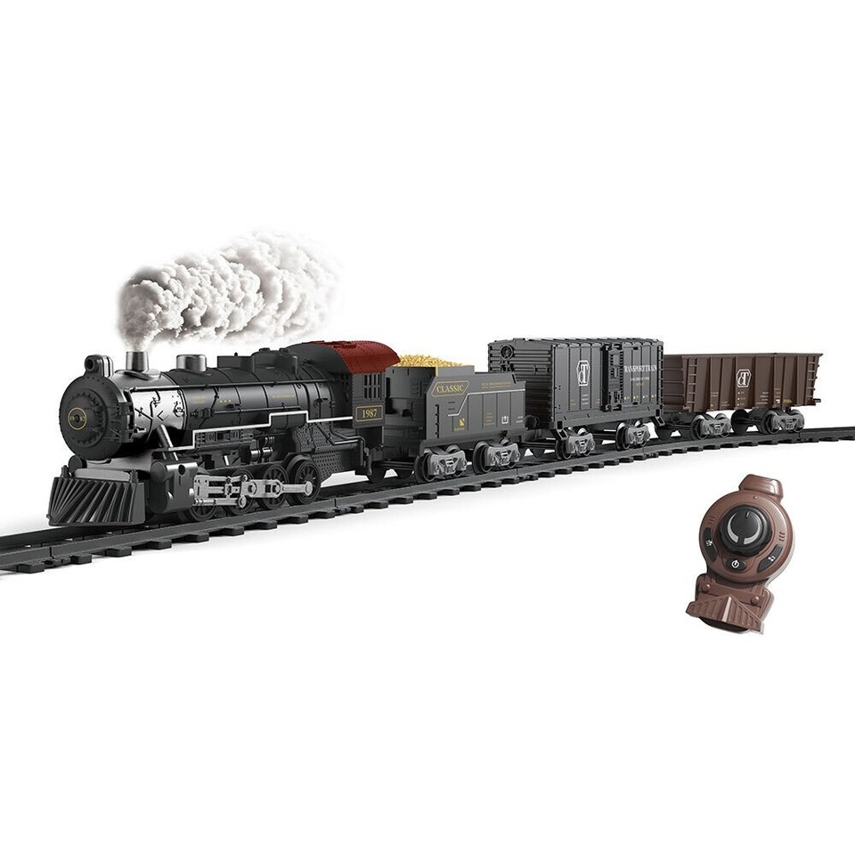 Remote Control Big Scale Steam Train Set with Sound & Light Freight ...