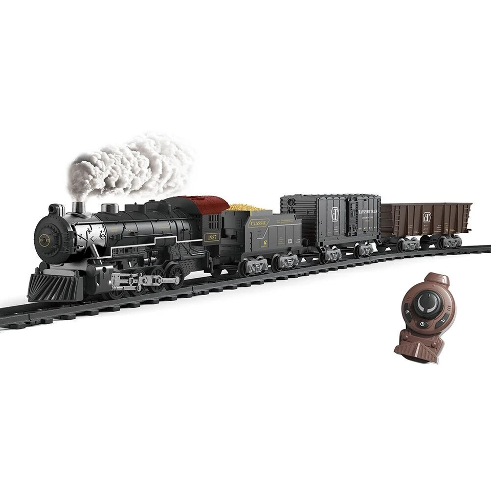 Remote Control Big Scale Steam Train Set with Sound & Light Freight Cars - Image 3 of 4