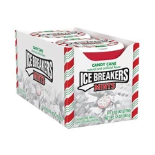 Ice Breakers Candy Cane Sugar Free Breath Mints 1.5 Oz Pack of 8