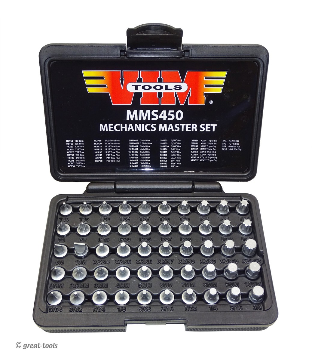VIM TOOLS: Mechanics Master Bit Set – stubby socket driver bits