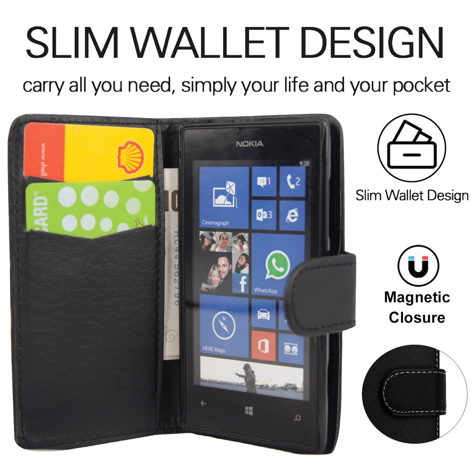 Flip Leather Case For Nokia Lumia 520 530 635 720 820 830 930 Wallet Phone Cover - Image 3 of 4