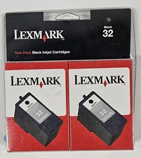 NIB Genuine Sealed OEM Lexmark 32 Combo Twin Pack Black Ink Printer Cartridge