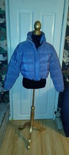Ladies Rising Crop Puffer Jacket Petrol Blue Size S