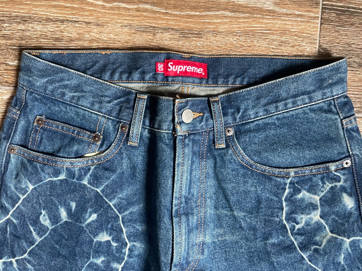 Supreme Shibori Jean Rigid Indigo Size 30 Denim NEW SS23 Loose Fit Dyed