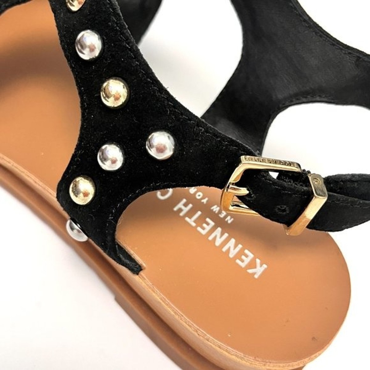 Kenneth Cole Jules Stud Leather Sandals In Black Women's Size