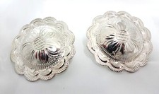 Sydney Hansen 1 1/2" Conchos Pair Silver Overlay  Headstall  Bridle Loop Horse