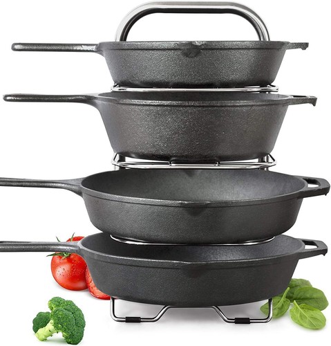 Heavy Duty Kitchen Pot Rack Organizer For Cabinet - Height Adjustable 5-Tier
