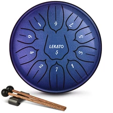 LEKATO Steel Tongue Drum 6" 11 Notes D Key Tune Percussion for Meditation Yoga