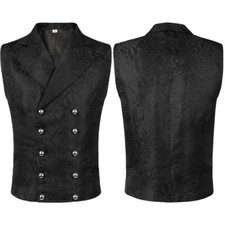 Medieval Punk Black Jacquard Vest Outfits Costume Cosplay Halloween