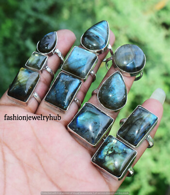 Labradorite Gemstone 925 Sterling Silver Plated 5pcs Wholesale Lot