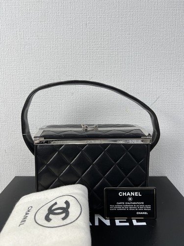 CHANEL Lambskin Vanity Handbag Black