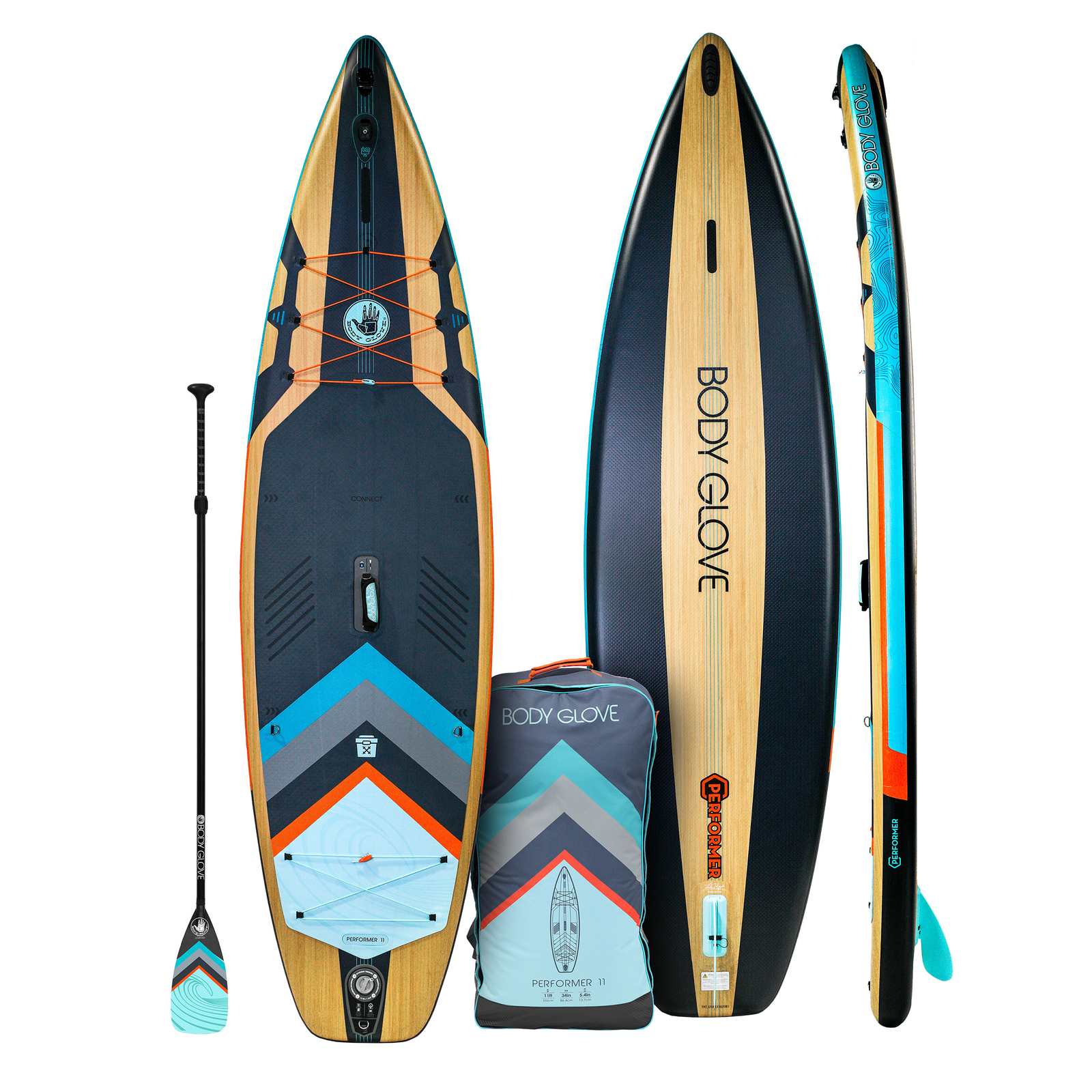 Body Glove Performer 11' Inflatable Stand up Paddle Board Package, Pump