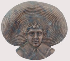 Pyrogène Tête figurative en bronze XIXème grattoir à allumettes cendrier, bar