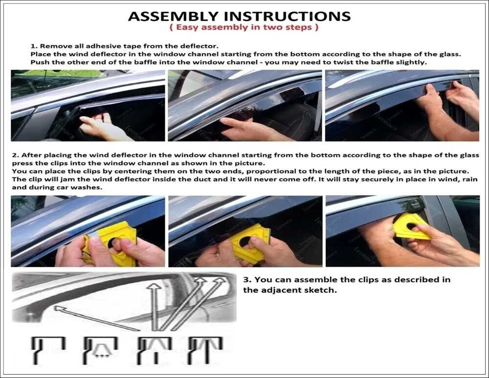 J&J AUTOMOTIVE | GP Wind And Rain Deflector Suitable For Sprinter W906 2006-2018, Black, Tinted, Set Of 2, Aerodynamic, Easy To Install, Attachment With Clips