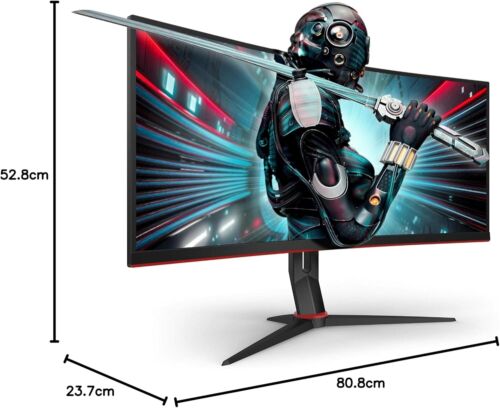 Monitor AOC Da Gaming Curvo LED 34" 3440x1440 WQHD 144Hz CU34G2X/BK - Foto 3 di 10