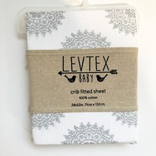 Levtex Silver Metallic Medallion Fitted Crib Sheet -NEW