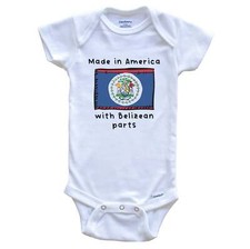 Made In America With Belizean Parts Belize Flag One Piece Baby Bodysuit