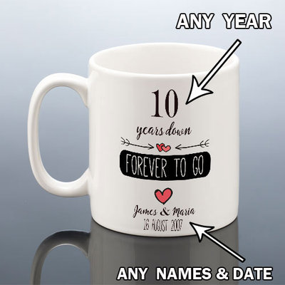 WEDDING ANNIVERSARY MUG First 10 15 YEARS Wife Husband Anniversary Gift  Cup UK