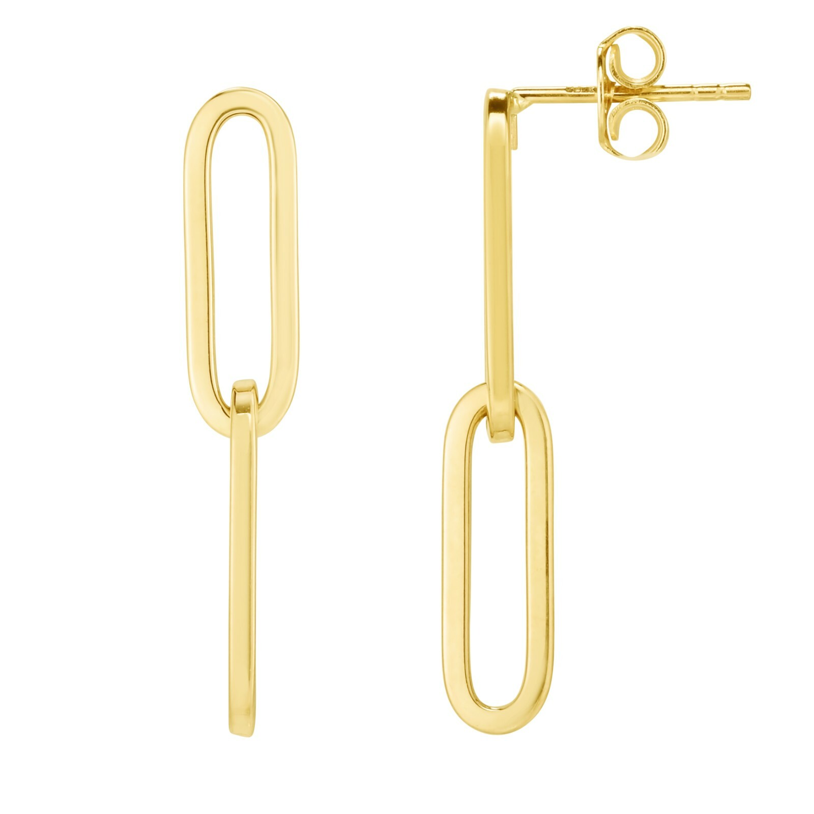 14k Yellow Gold Two Link Paperclip Drop Earrings 32mm x 5.9mm (1 .3") 1.7 grams