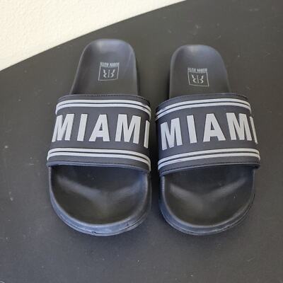 Robin Ruth Womens Miami Black Leather Slip On Slide Sandals Size US 10. ...