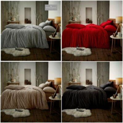 Teddybär Fleece Bettbezug Steppdecke weich kuschelig Bettwäsche Set & Kissenbezüge alle Größen