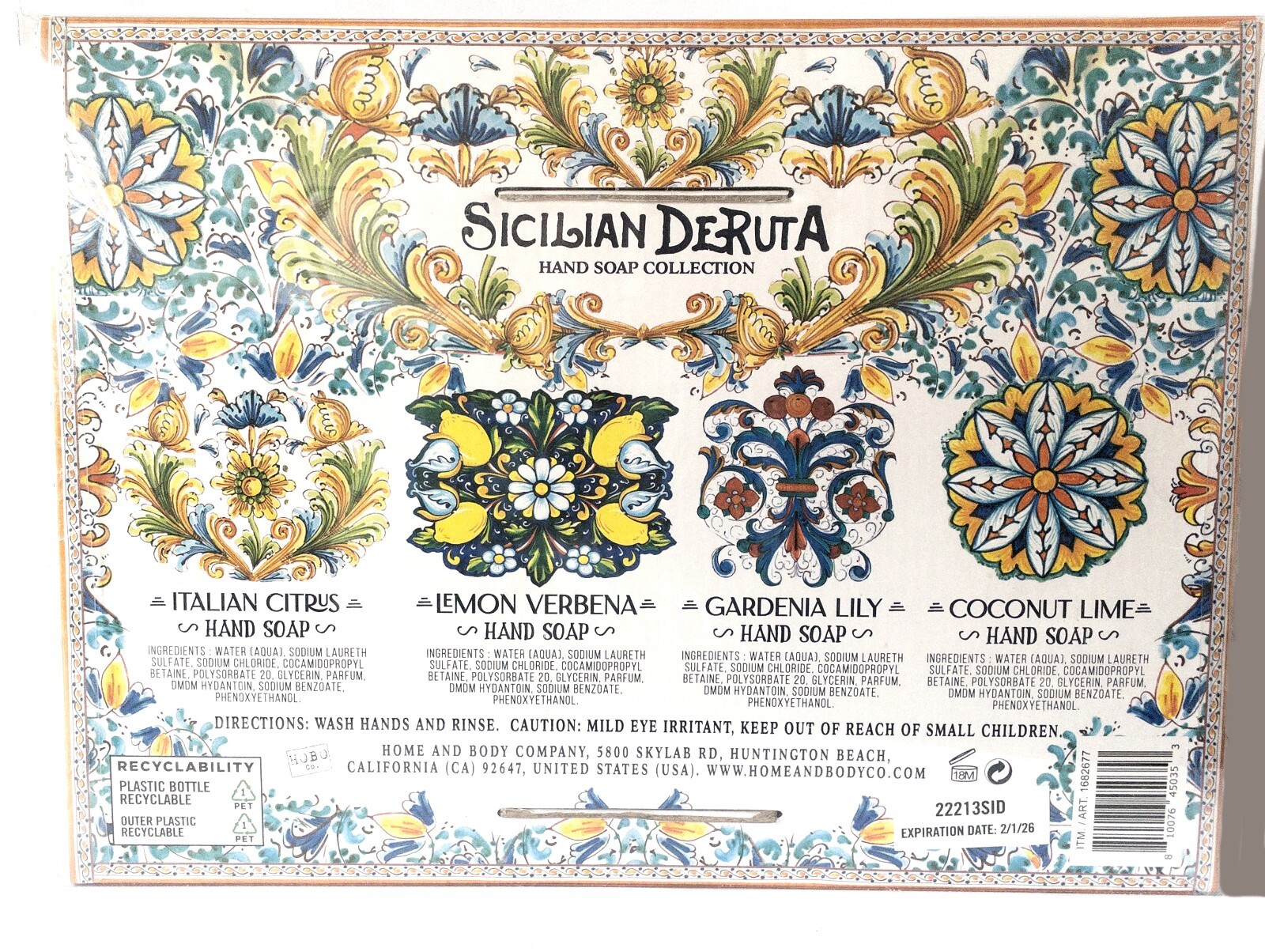Sicilian Deruta Hand Soap Collection 4 Italian Inspired Designs