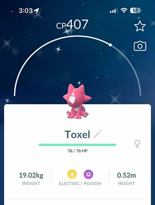 Pokémon Shiny Toxel - P T C - GO Read Description