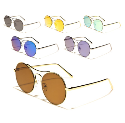 Giselle Sunglasses Round Circle Fashion Flat Lens Thin Metal Frames Men & Women.