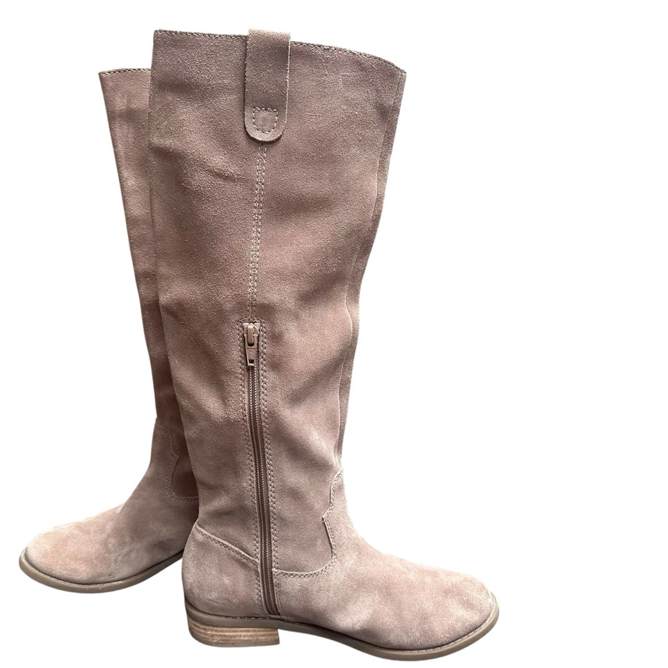 Sole Society Hawn Taupe 高筒靴麂皮绒波西米亚时尚极简主义骑行尺寸 6.5 — 第 4/4 张图片