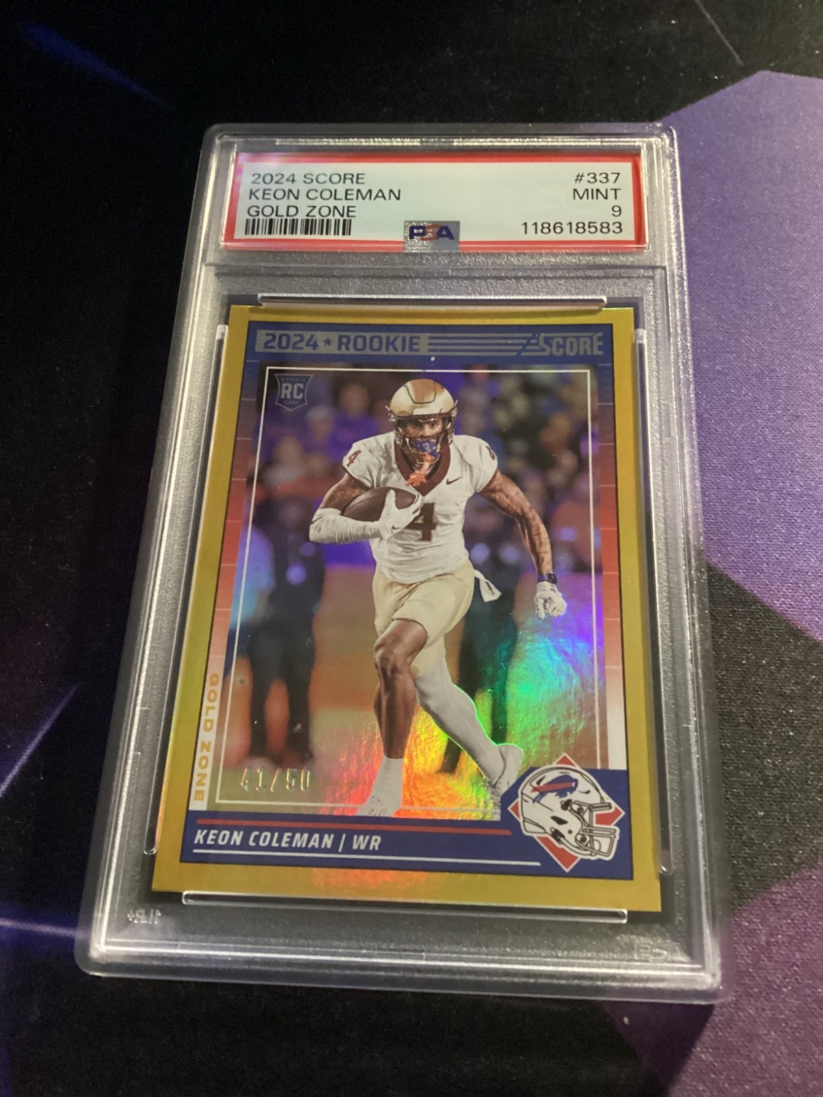 2024 Score - Rookies Keon Coleman #337 Gold Zone /50 (RC)