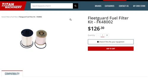 NEW GENUINE FLEETGUARD FUEL FILTER (PN FK48002) FUEL WATER SEPARATOR KIT FK48002