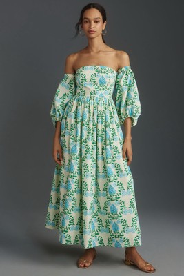 NWT Anthropologie Let Me Be Long-Sleeve Printed Midi Dress S