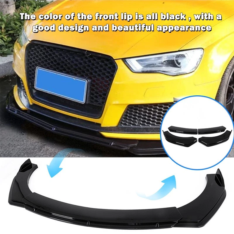 14 ШТ. Глянцевый Черный Передний Бампер Разветвитель Кромок + Комплект Боковых Юбок + Комплект Задних Накидок - Изображение 3 из 4