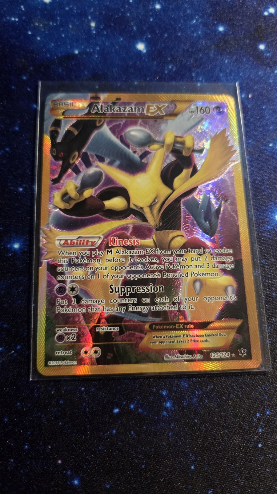 Pokémon TCG Alakazam EX Holo Ultra Rare 2016 125/124 Card Very Sought After MP