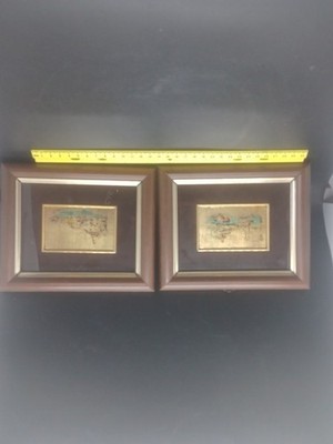 Set Miniature paintings Italy Hand painted Gold leaf 23Kt Appx 7x6